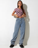 image of Tiney Crop Top in Pink Blurred Check