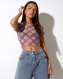 image of Tiney Crop Top in Pink Blurred Check