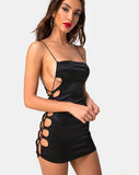 Image of Laticia Mini Dress in Satin Black