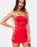 Laticia Mini Dress in Satin Red