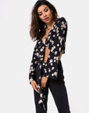 Laya Wrap Top in Grunge Daisy Floral