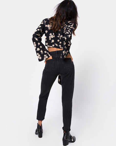 Laya Wrap Top in Grunge Daisy Floral