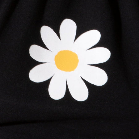 Lean Crop Top in Black Daisy Placement