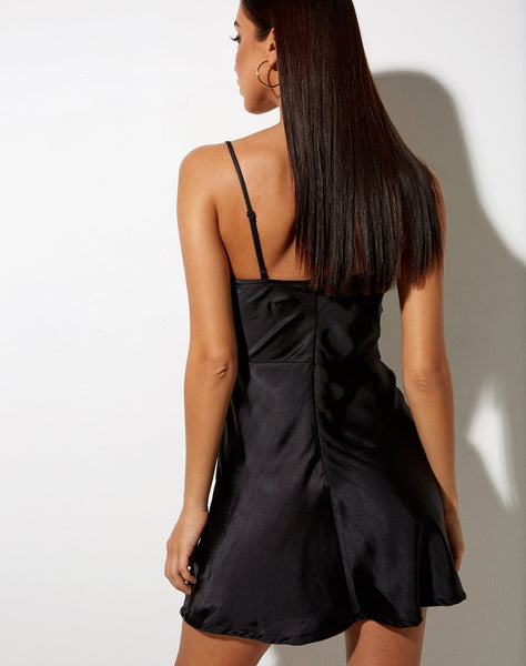 Image of Lebby Mini Dress in Satin Black