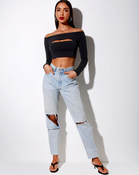 Image of Leja Crop Top in Polycrepe Black