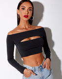 Image of Leja Crop Top in Polycrepe Black