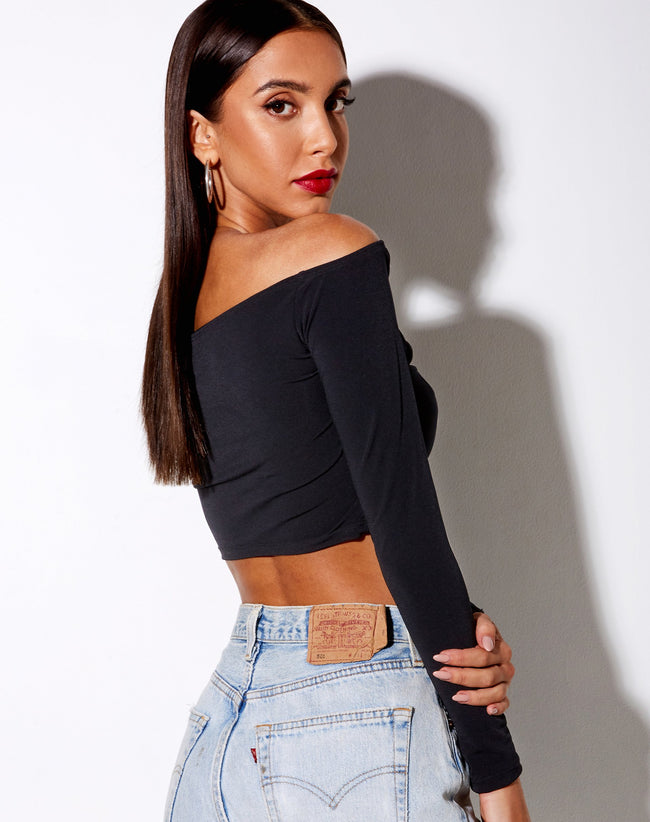 Image of Leja Crop Top in Polycrepe Black