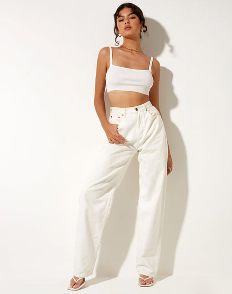 Lemia Bralette Top in Rib Star White