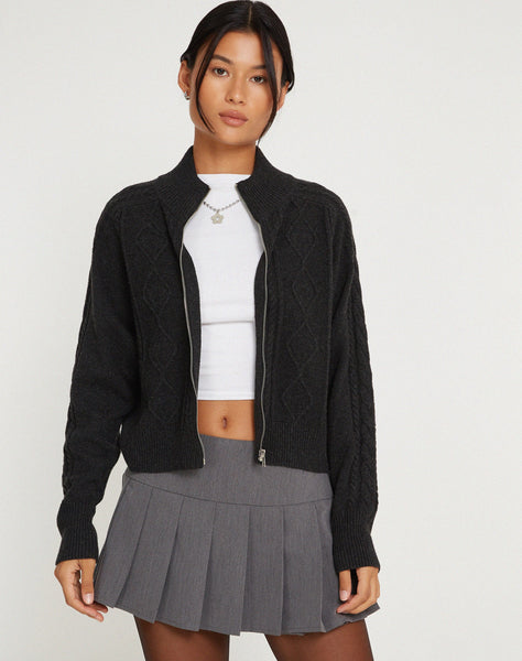 image of Lemila Cable Knit Jacket in Dark Shadow