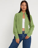 image of Lemila Knitted Zip Up Jacket in Moss Green