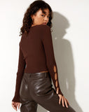 Lemuria Cardi in Rib Dark Brown