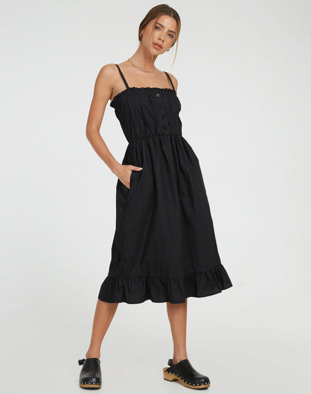 Roski Textured Midi Dress in Black