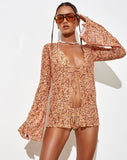 Image of Leony Cardi in Small Flower Brown