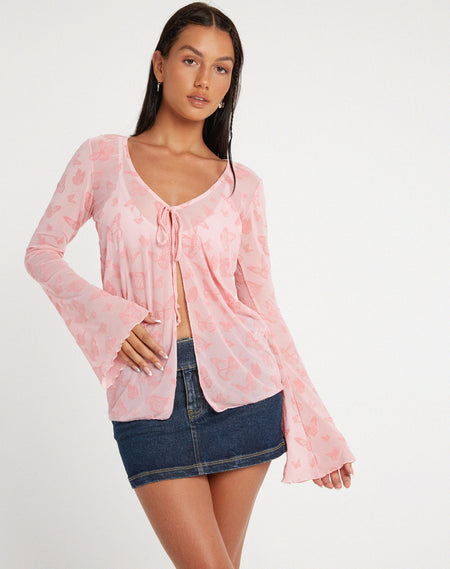 Camila Mini Skirt in Butterfly Pink Flock