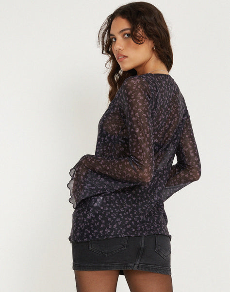 image of Leony Cardi in Dark Ditsy Rose Black