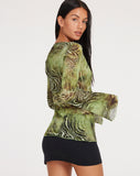 image of Leony Cardi in Mesh Cheetah Green