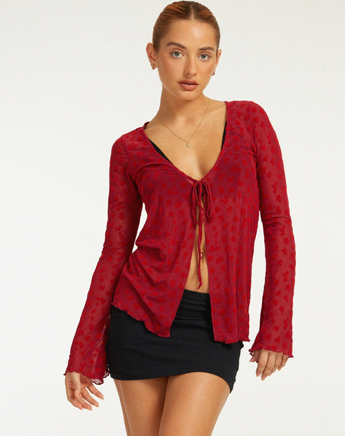 image of Leony Cardi in Red Flock Mesh