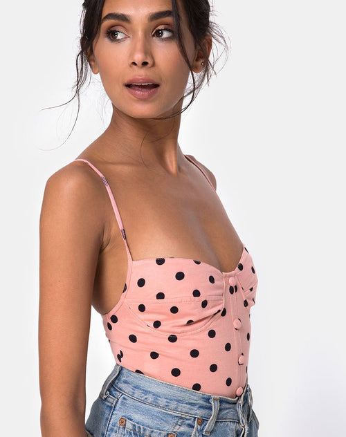 Leva Bodice in New Polka Nude Black