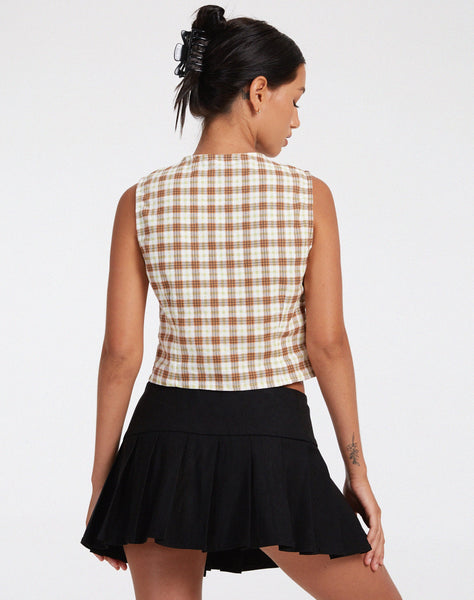 image of Ley Top in Yellow and Brown Check