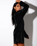 Liama Dress in Sequin Black