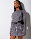 Liama Dress in Stretch Sequin Silver