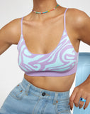 Image of Motel X Barbara Kristoffersen Lian Crop Top in Knit Jagged Swirl Lavender and Mint