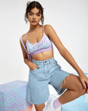 Image of Motel X Barbara Kristoffersen Lian Crop Top in Knit Jagged Swirl Lavender and Mint