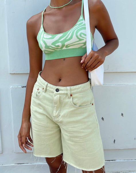 Image of Motel X Barbara Kristoffersen Loose Fit Denim Short in Sage