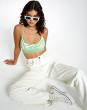 Image of Motel X Barbara Kristoffersen Lian Crop Top in Knit Jagged Swirl Peppermint and Cream