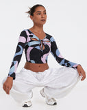 image of Licora Crop Top in Abstract Purple