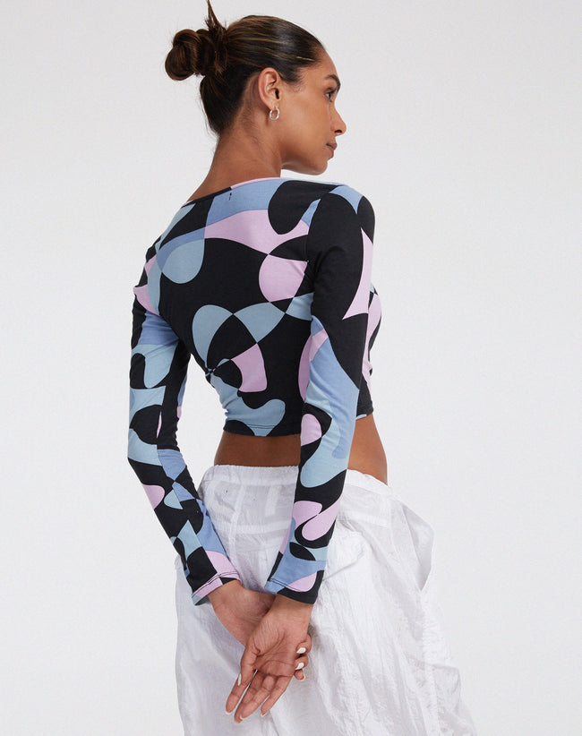 image of Licora Crop Top in Abstract Purple