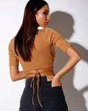 Liena Crop Top in Rib Dark Tan