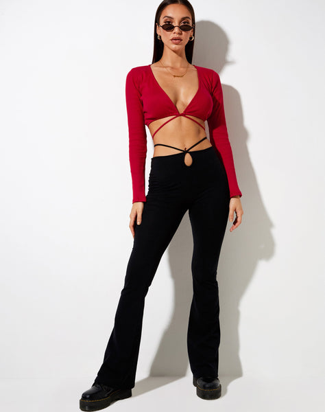 Image of Lieneva Crop Top in Rib Racing Red