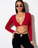 Image of Lieneva Crop Top in Rib Racing Red