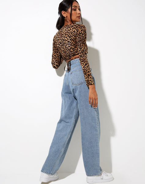 Lieneva Crop Top in Night Leopard Brown