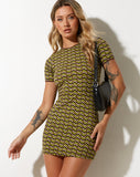 image of Lilith Mini Dress in Chevron Greena