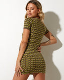 image of Lilith Mini Dress in Chevron Greena