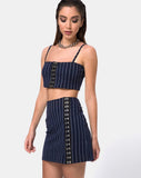 Lilu A Line Skirt in Navy Pinstripe