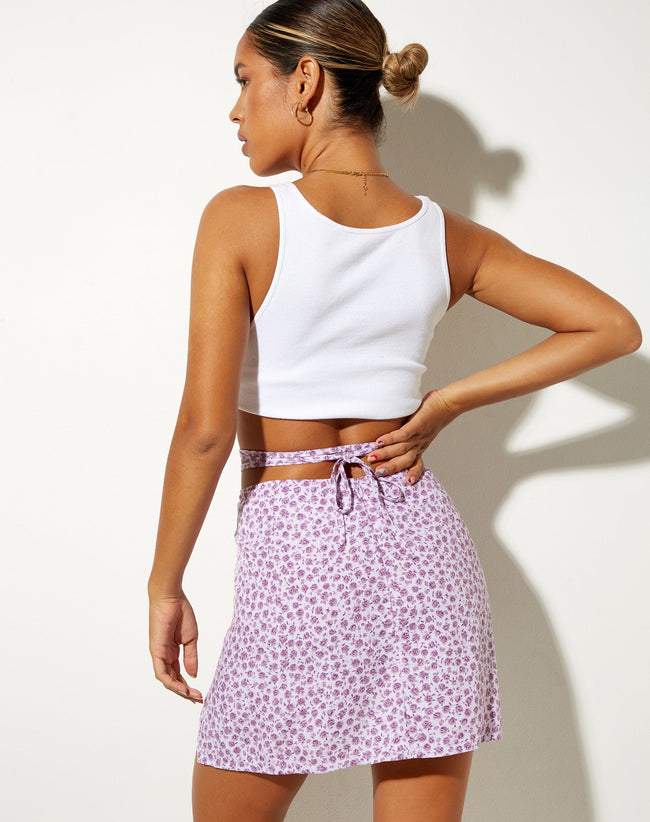 Image of Linor Mini Skirt in Ditsy Rose Lilac