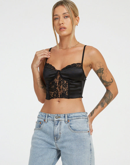 Laru Corset Top in Lace Black