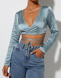 Image of Liva Top in Satin Light Blue