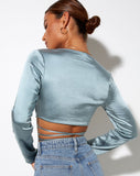 Image of Liva Top in Satin Light Blue