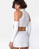 Loaiza Cold Shouder Top in Mini Rib White