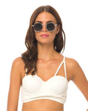 Motel Loe Strappy Bikini Top in White Textured