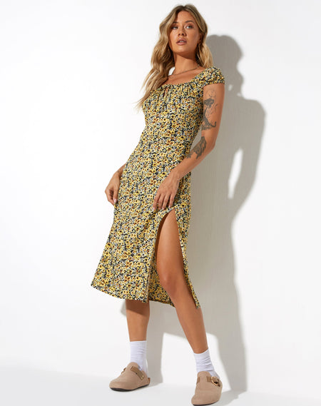 Lona Midi Dress in Paisley Fun Green