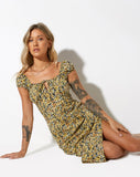 image of Lona Midi Dress in Spring Ditsy Yellow