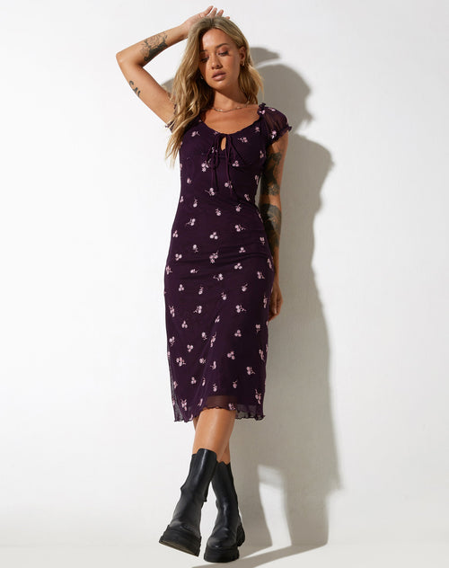 image of Lona Maxi Dress in Plum Daisy Embro