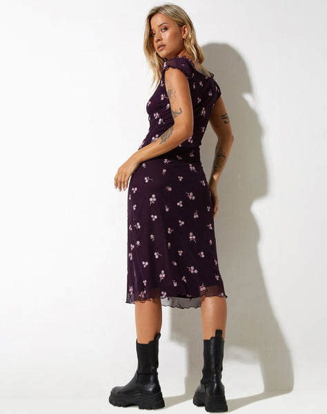 image of Lona Maxi Dress in Plum Daisy Embro