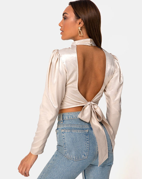 Lona Longsleeve Top in Satin Cream