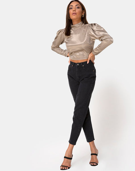 Lona Longsleeve Top in Satin Taupe